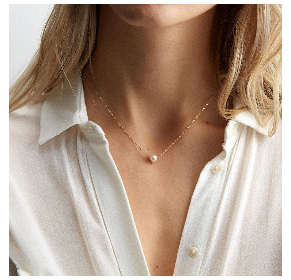 Classic Pearl Chain Choker Necklace